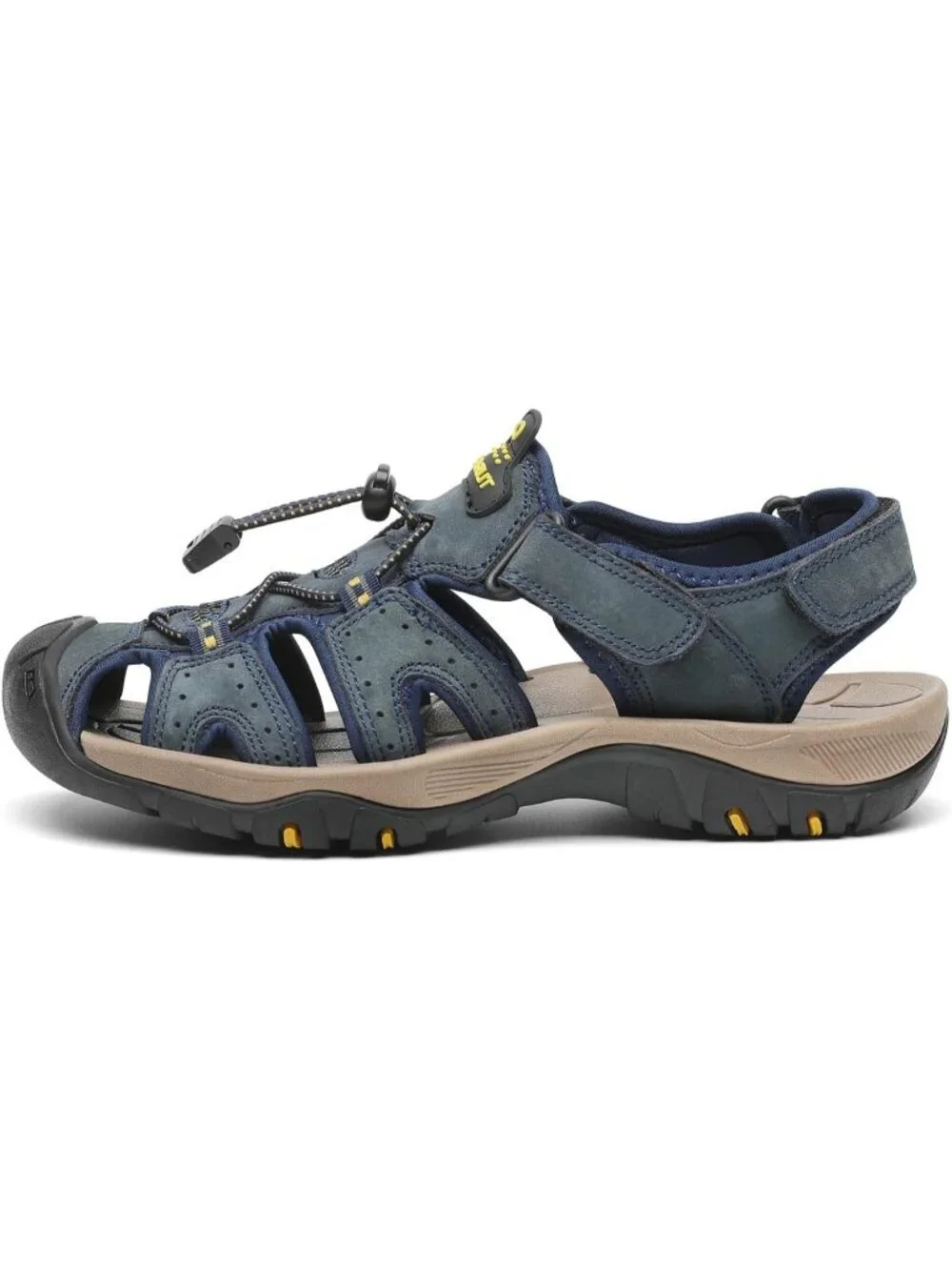Mens Blue Closed Toe Leather Athletic Outdoor Hiking Sport Casual Sandal Shoes